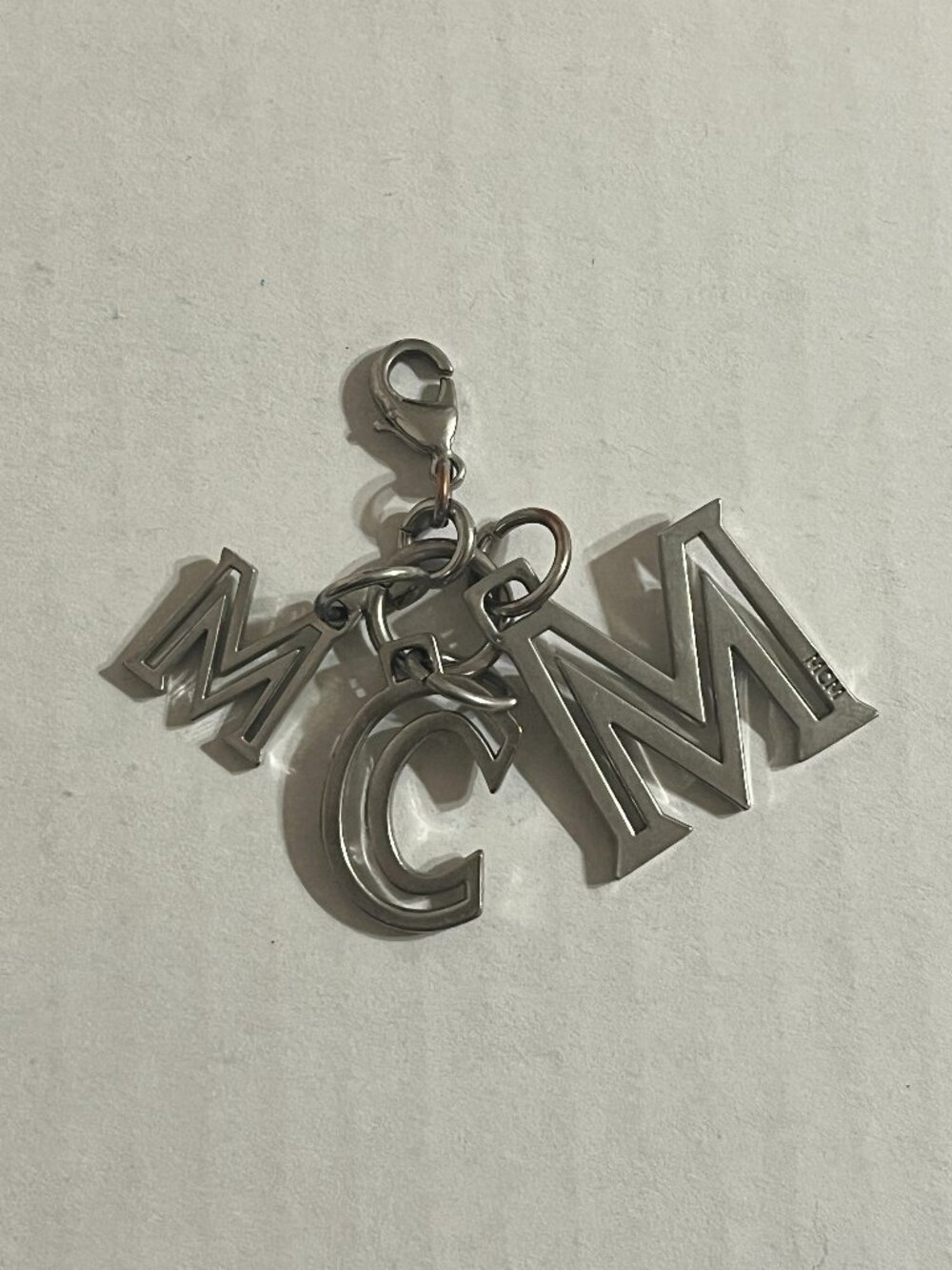 MCM Silver-Tone Letter Bag Charm Key Chain